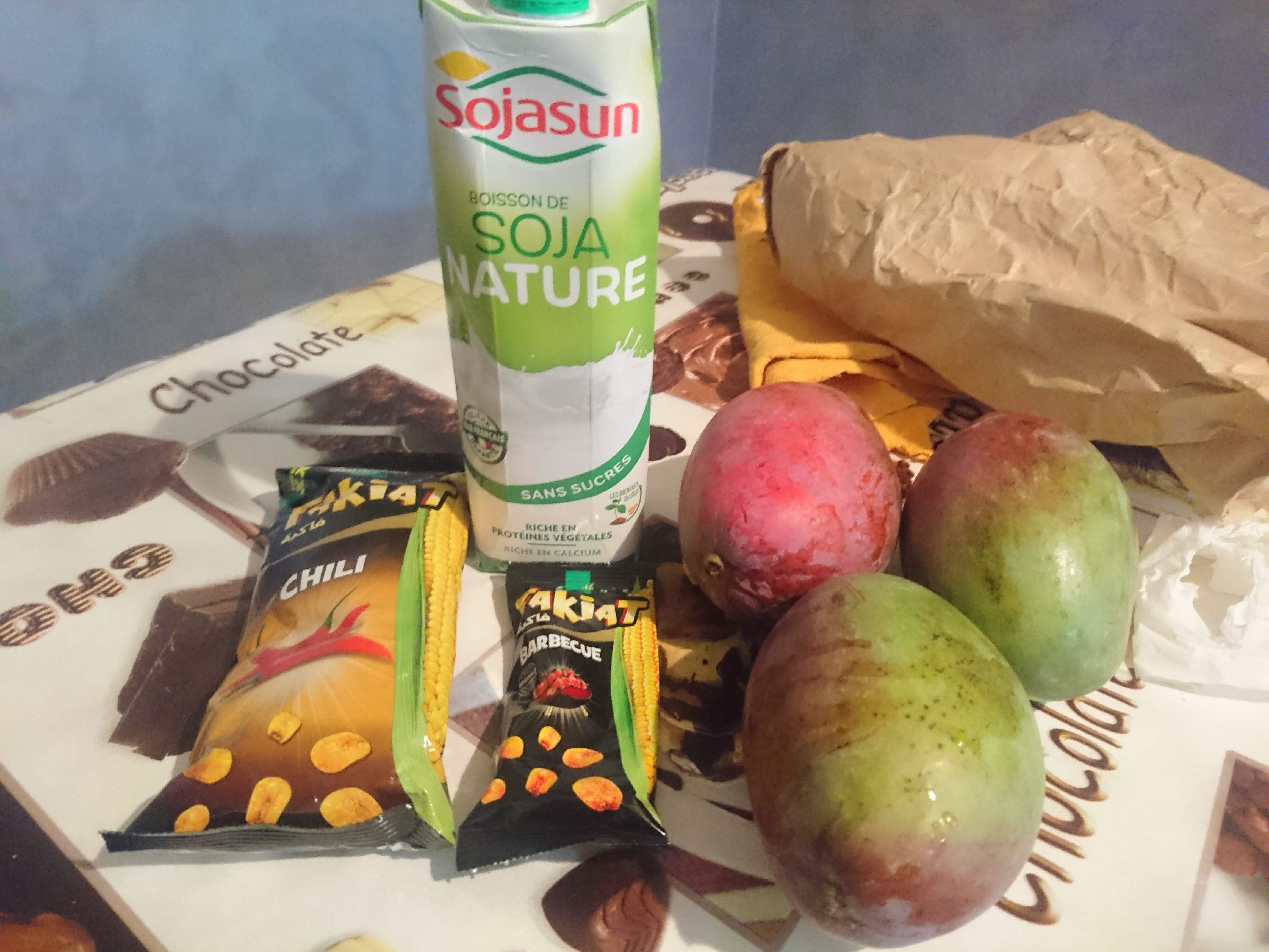 Soymilk, Snacks, and Mangoes